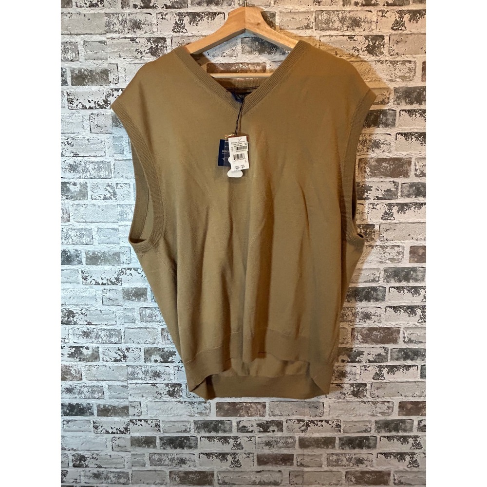 Joseph & Lyman Sweater Vest Mens XXL Tan NWT 100% Merino Wool V-Neck Knit Luxury